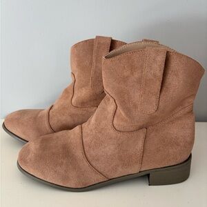 Faux Suede Ankle Boots in Tan